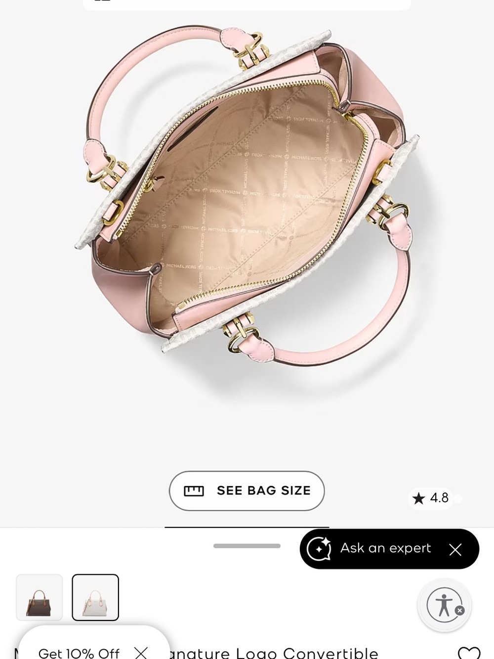 Michael Kors signature Marilyn Logo Satchel with Pink Trim - Picture 3 of 5